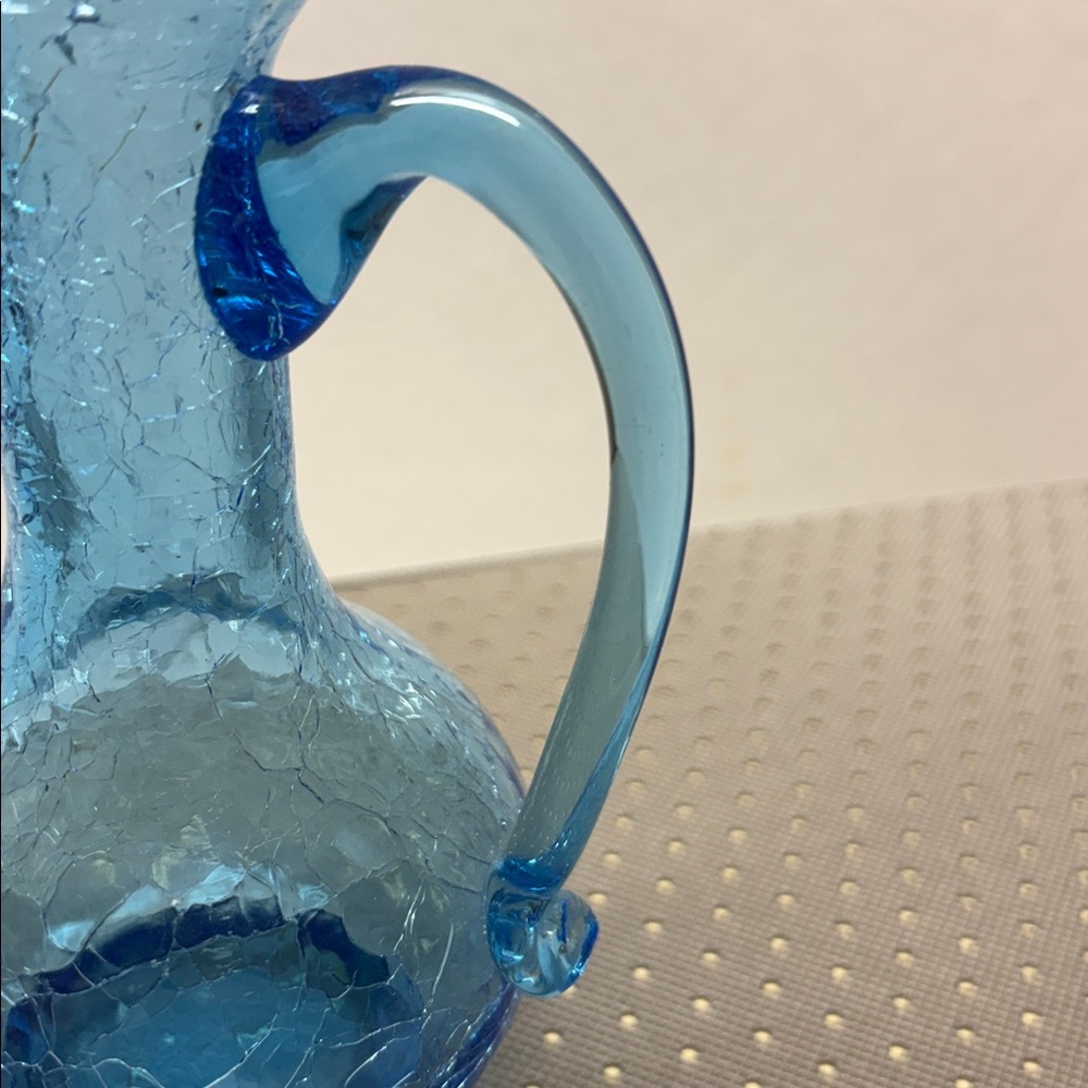 Blue Crackle Glass Pitcher - Picture 4 of 8